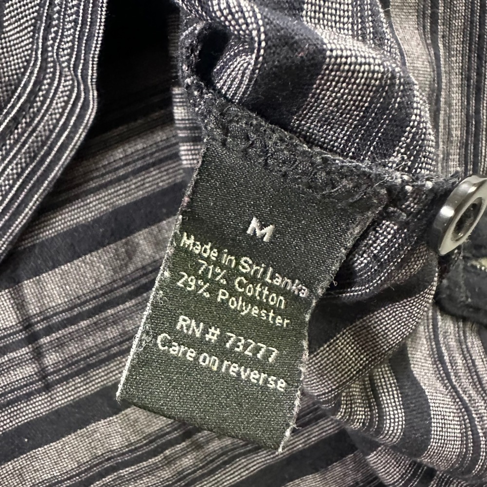 Apt 9 Mens Polo Shirt Medium Black Grey Striped Short Sleeve Cotton Blend Casual - Picture 5 of 6